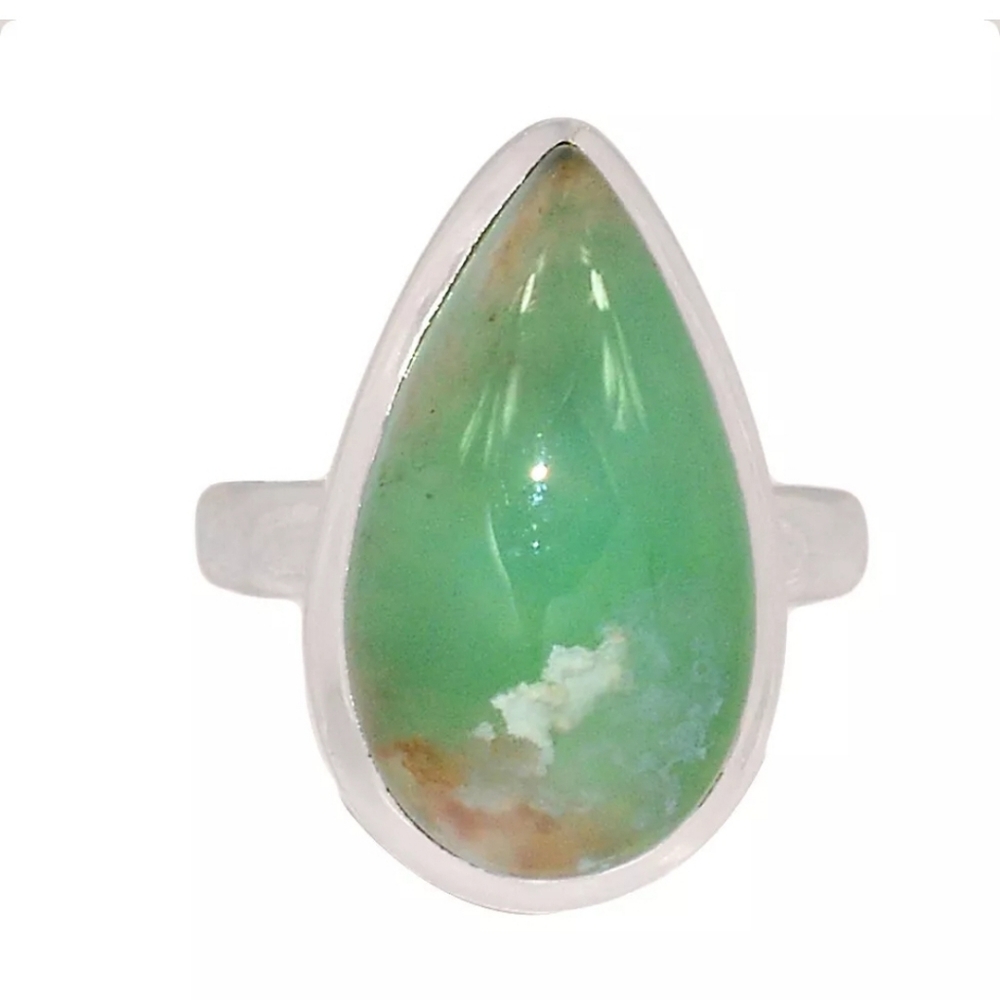 Genuine Aqua Crysoprase Ring in Sterling Silver Size 7! NEW - Picture 2 of 6